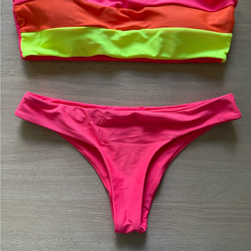 SHEIN Neon Pink and Orange Bikini Set